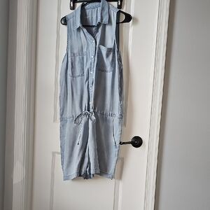 Gap Light Blue Denim Sleeveless Jumpsuit Shorts